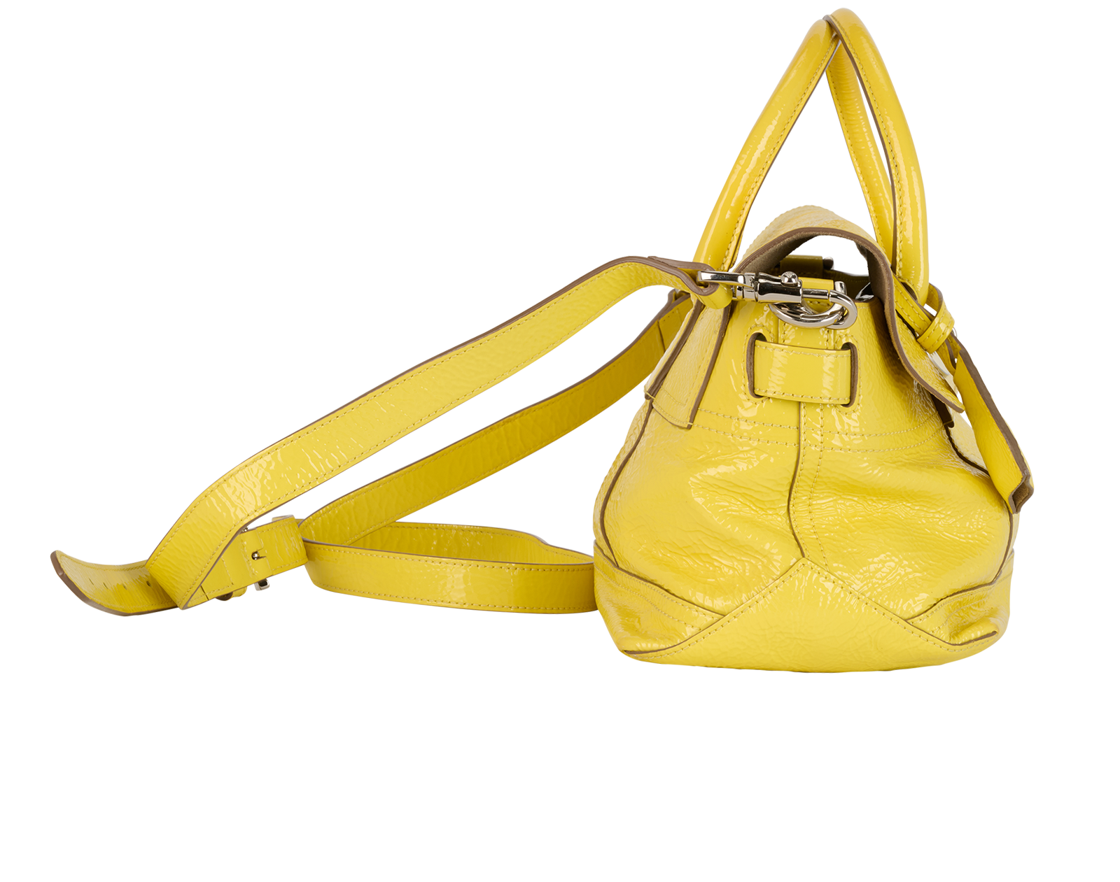 Small Bayswater, &pound;310, Handbags, Yellow, Patent Leather, Side view